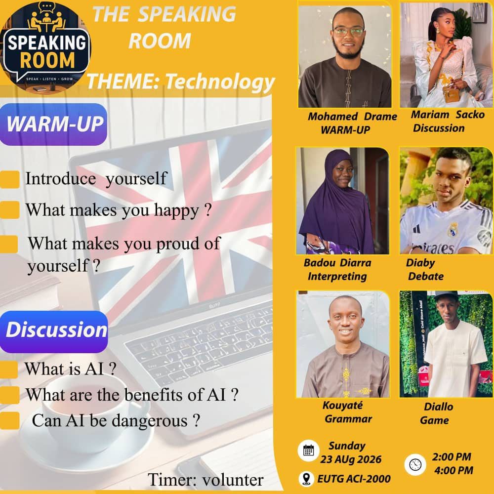 Programme de séance, thème Technologie : warm-up, discussion sur l'intelligence artificielle, débat, grammaire et jeu